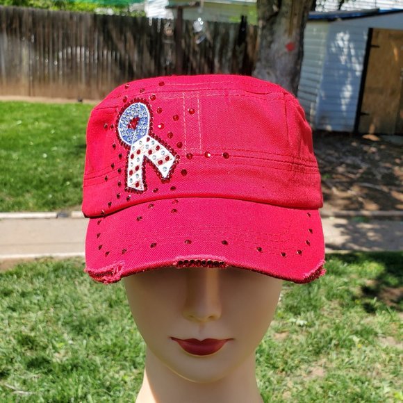 Ladies Red BLING Hat NEW - Picture 2 of 4